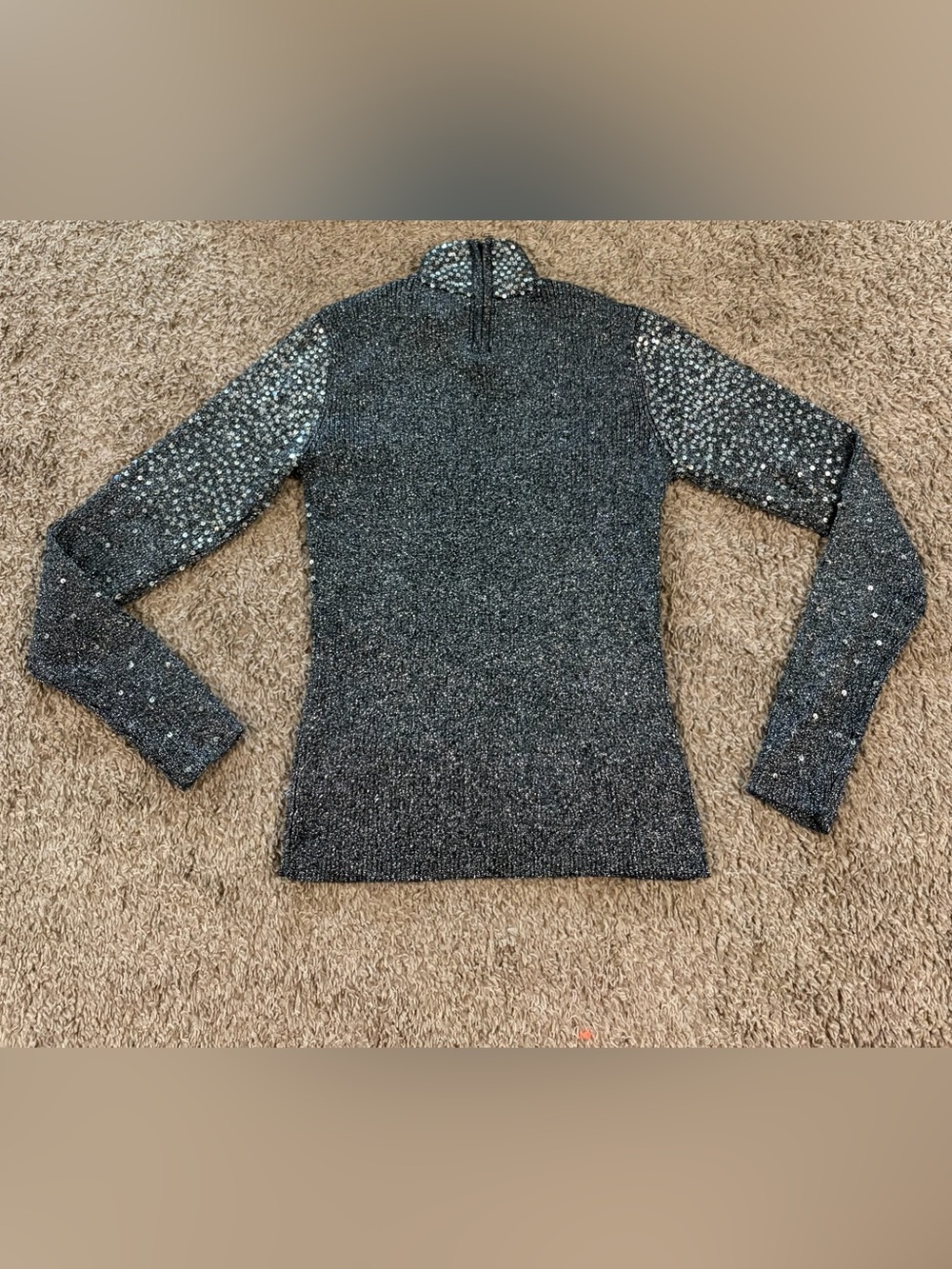 Women’s Dressbarn Midnight Glam Sequined Mock Neck Top Size Small - Picture 8 of 9